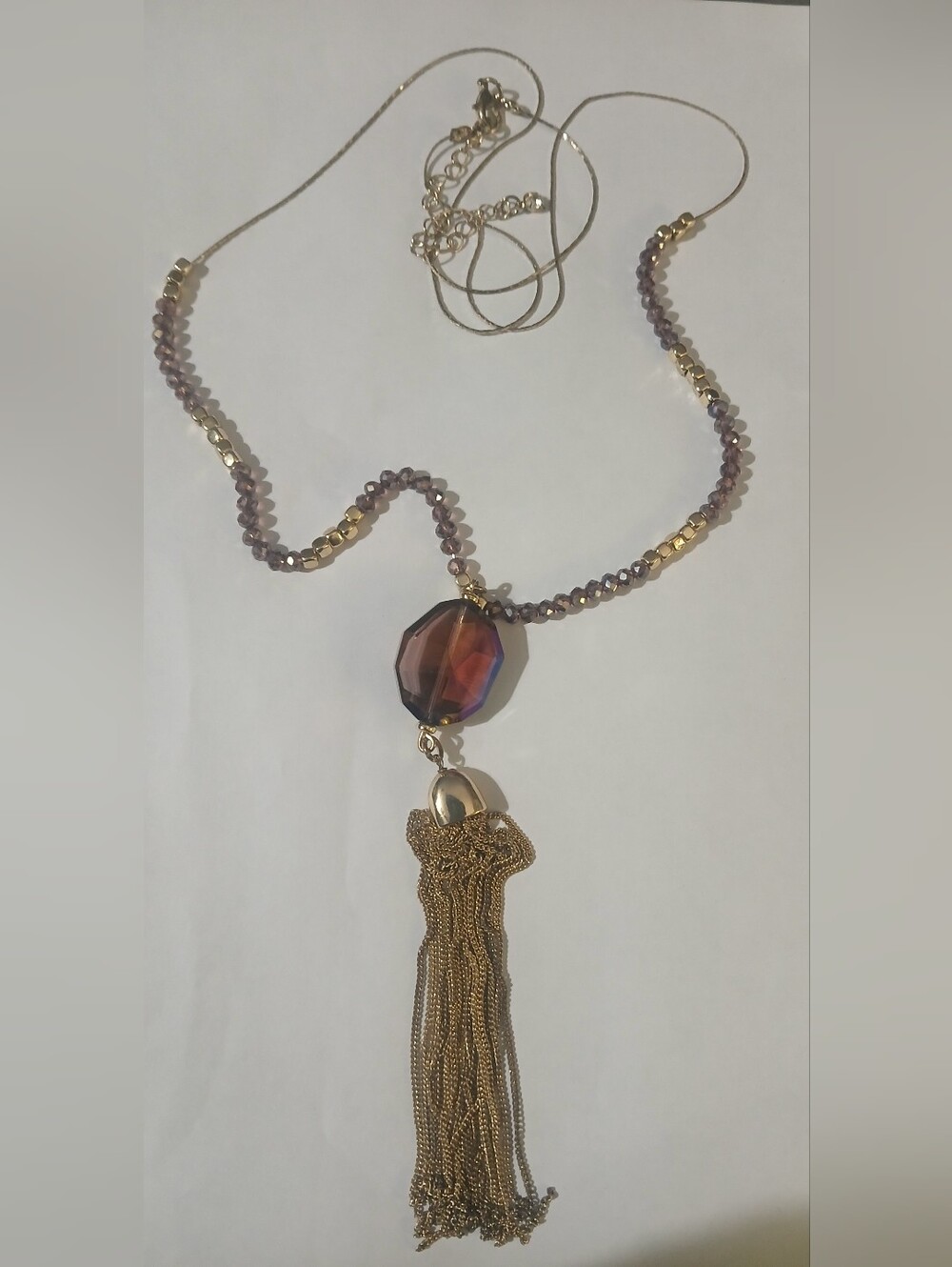 Vintage Purple AB Tassel Necklace
